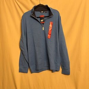 NWT Lands’ End Men's XL Blue Ribbed Cotton Blend 1/4 Zip Sweater